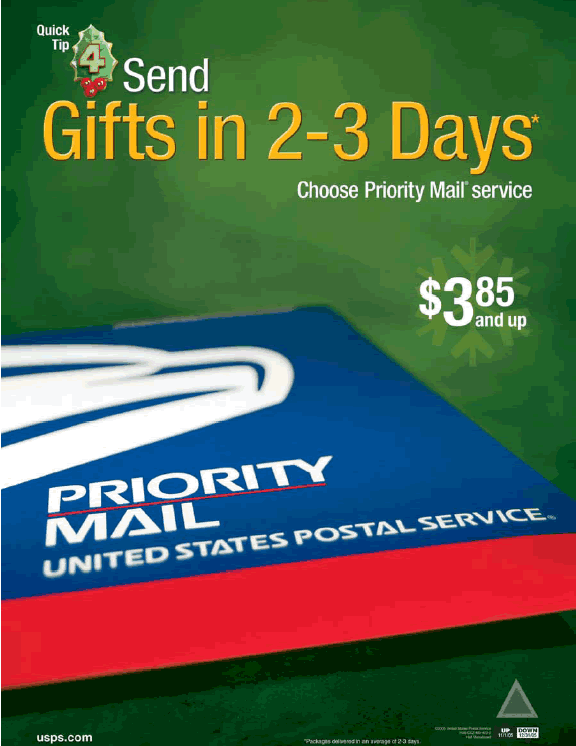 quick tip 4 send gifts in 2 to 3 days choose priority mail service starting at three dollars and eighty five cents