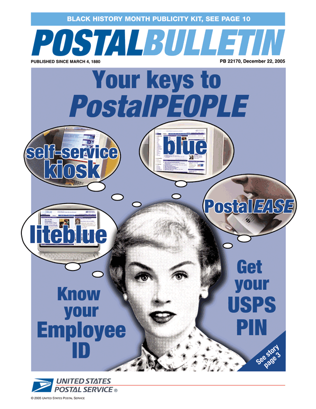 Postal Bulletin 22170, December 22, 2005. Black History Month Publicity Kit. Your keys to Postal People.