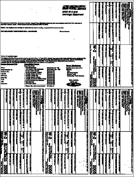 2005 W-2 and Earnings Statement, page 1.