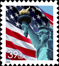 Lady Liberty and U.S. Flag, copyright USPS 2005.