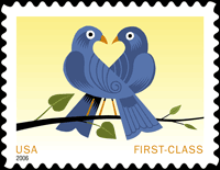 Love: True Blue Nondenominated Definitive Stamp, copyright USPS 2005.