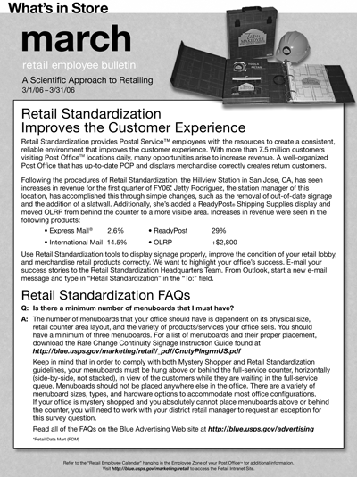 March retail employee bulletin. A Scientific Approach to Retailing 3/1/06-3/31/06. Retail Standardization Improves the Customer Experience. Retail Standardization FAQs.