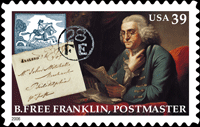 image of b free franklin, postmaster stamp