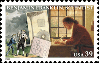 image of benjamin franklin, scientist stamp