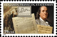 image of benjamin franklin, statesman stamp