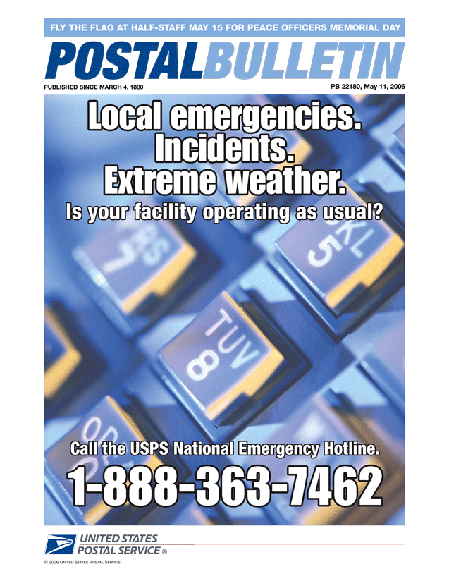 Cover of Post Bulletin - Features National Emergency Hotline 18883637462