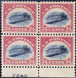 1918 Inverted Jenny Biplane stamp.