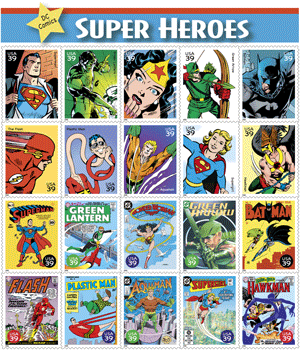 DC Comics Super Heroes Stamps.