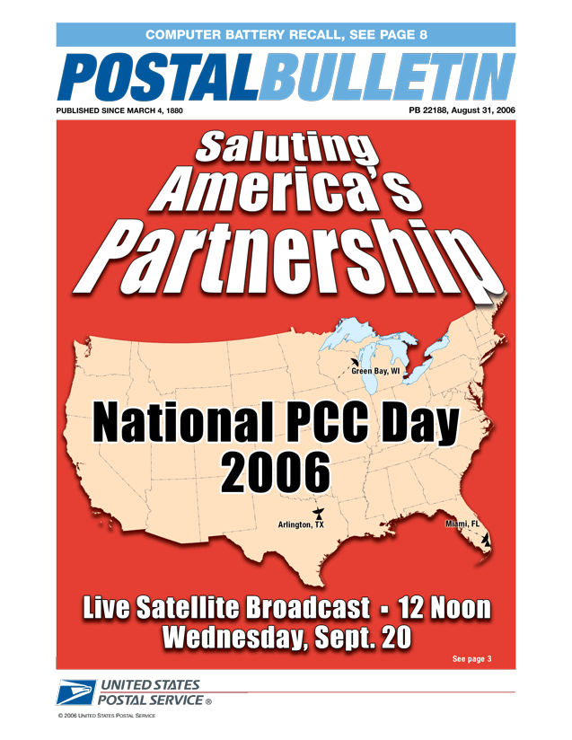 PB Front Cover-Saluting Americas Partnership-National PCC Day 2006 see article in USPS News at Work