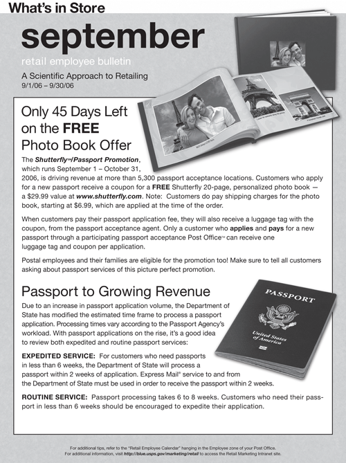 What's in Store September retail employee bulletin. A Scientific Approach to Retailing 9/1/06-9/30/06. Only 45 Days Left on the FREE Phone Book Offer. Passport to Growing Revenue.