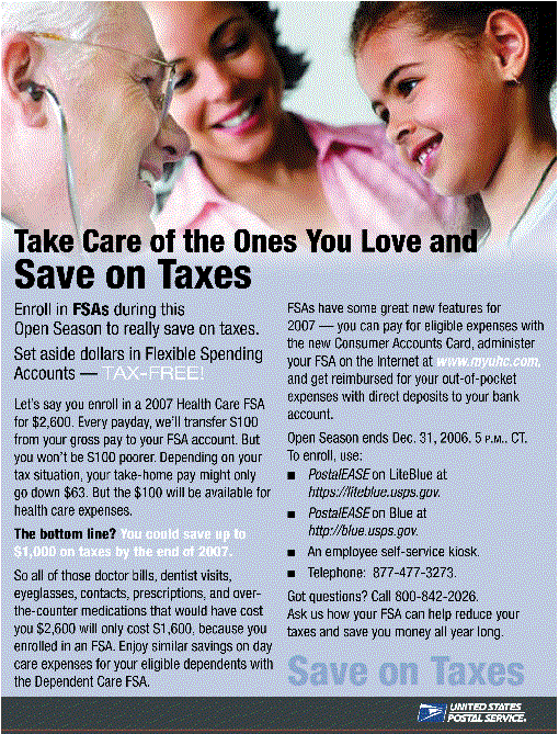 Take care of the ones you love and save on taxes. Enroll in FSA 18774773273