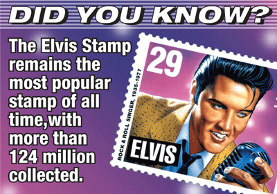 Did you know? The Elvis Stamp remains the most popular stamp of all time, with more than 124 million collected.