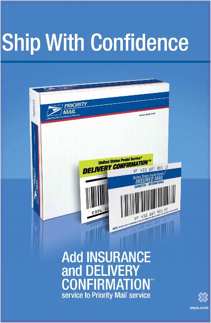 Ship with confidence. Add Insurance and Delivery Confirmation service to Priority Mail service.