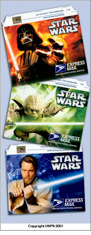 Prepaid Express Mail Flat-Rate Stamped Envelope With the Star Wars Images