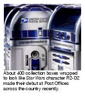 About 400 collection boxes wrapped to look like Star Wars character R2-D2 made their debut at Post Offices across the country recently.