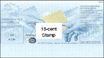 $1.85 International Reply Coupon with 15-cent stamp