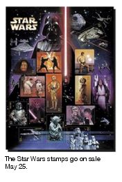 The Star Wars stamps go on sale May 25.
