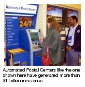 Automated Postal Centers like the one shown here have generated more than $1 billion in revenue.