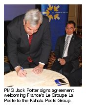 PMG Jack Potter signs agreement welcoming France's Le Groupe La Poste to the Kahala Posts Group.