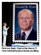 First lady Betty Ford at the Gerald R. Ford commemorative stamp unveiling.
