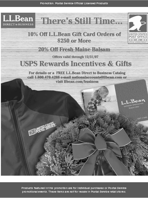 Promotion. There's Still Time... For details or a FREE L.L.Bean Direct to Business Catalog call 1.800.470.4288, email nationalaccounts@llbean.com or visit llbean.com/business.