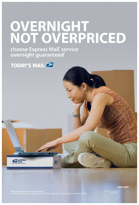 Overnight not overpriced. Choose Express Mail service overnight guaranteed*. Today's Mail.