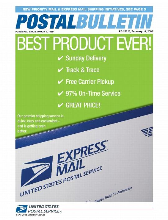 PB 22226 Front Cover. Best Product Ever! Our Premier Shipping Service is quick, easy, and convenient - and is getting even better. Sunday Delivery. Trak & Trace. Free Carrier Pickup. 97% On-Time Service. Great Price!
