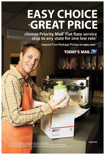 Easy choice. Great price. Choose Priority Mail Flat Rate service. Ship to any state for one low rate.* Request Free Package Pickuop at usps.com.** *Up to 70 lbs. max. id shipped within US. **Available with Express Mail; Priority Mail; and International services.