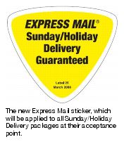 The new Express Mail sticker
