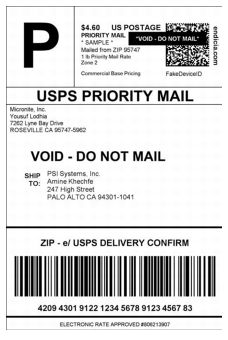 Priority Mail PC Postage Label