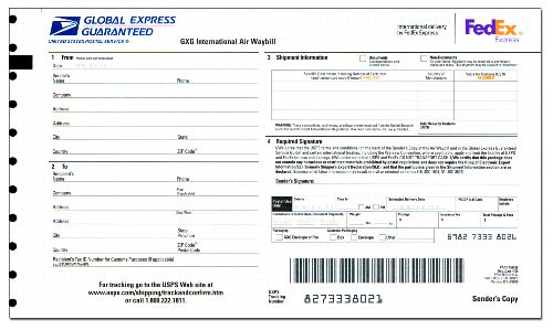 Global Express Guaranteed Mailing Label