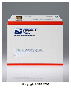 Prepaid Priority Mail Flat-Rate Stamped Envelope.