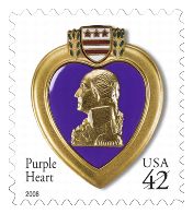 Purple Heart stamp honoring those who served.