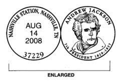 Andrew Jackson Presidential Dollar Postmark.