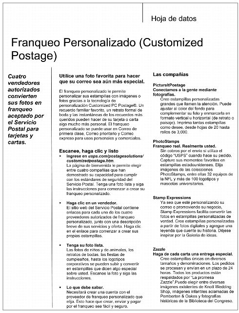 Fact Sheet: Franqueo Personalizado