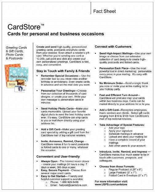 Fact Sheet: CardStore