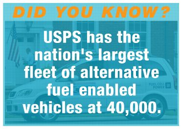 Did you know? USPS has the nation's largest fleet of alternative fuel enabled vehicles at 40,000.