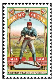 "Take Me Out to the Ballgame" stamp label pin.