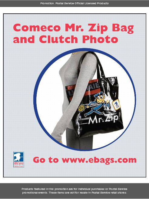 Promotion. Comeco Mr. Zip bag and clutch photo. Go to www.ebags.com.