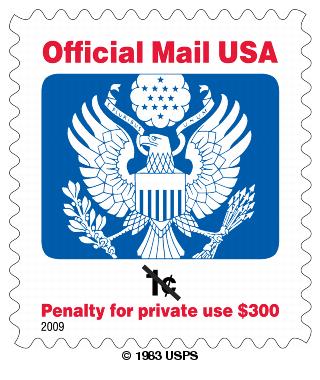 Official Mail USA 1-cent stamp.