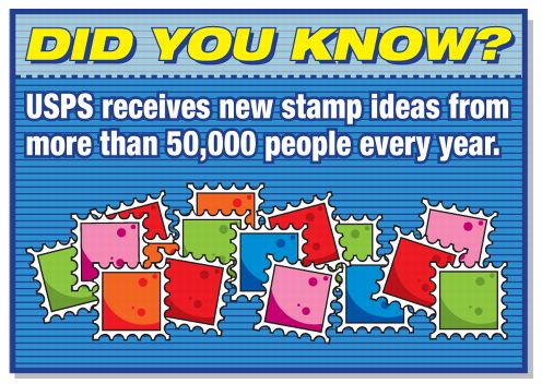 Did You Know? USPS receives new stamp ideas from more than 50,000 people every year.