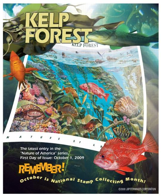 Kelp Forest - The latest entry in the Nature of America series - First Day of Issue October 1, 2009 - Remember October is National Stamp Collecting Month