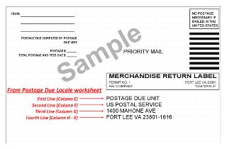 Postage Due Unit Address List