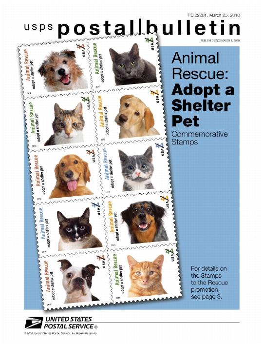 PB 22281 March 25, 2010 - Animal Rescue: Adopt a Shelter Pet Commemorative Stamps