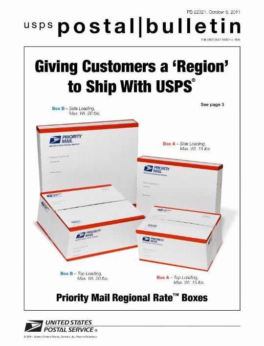 PB 22321, October 6, 2011 - Front Cover - Giving Customers a "Region" to Ship With USPS, see page 3