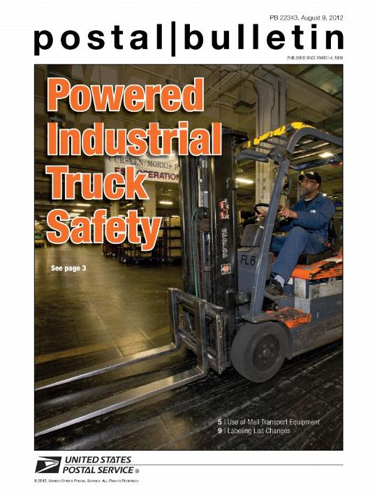 The front cover; Powered Industrial Truck Safety ...story inside