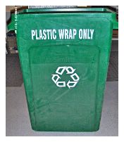 Green Plastic Wrap only recycling container