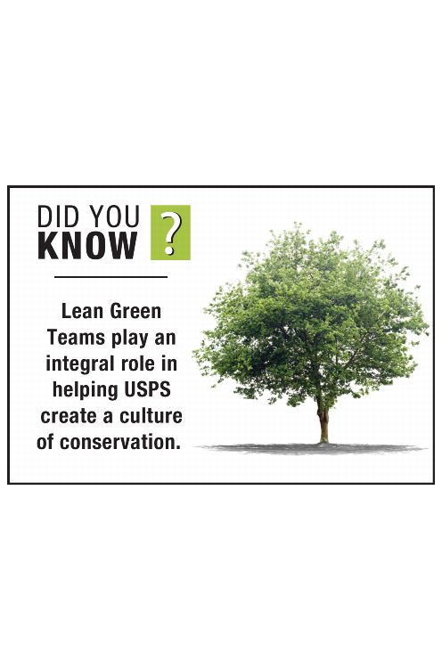 DID YOU KNOW? Lean Green Teams play an integral role in helping USPS create a culture of conservation.