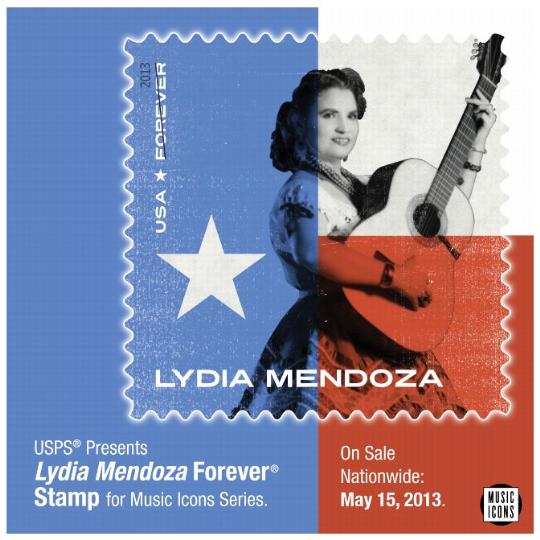 PB 22363 - Back Cover - USPS Presents Lydia Mendoza Forever Stamp for Music Icons Series. On Sale Nationwide: May 15, 2013