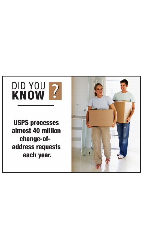 DID YOU KNOW? USPS processes almost 40 million change-of-address requests each year.